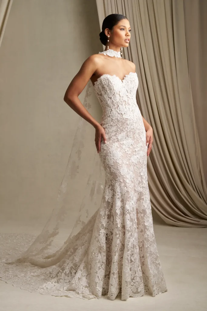 allure couture c808 strapless lace tulle wedding dress