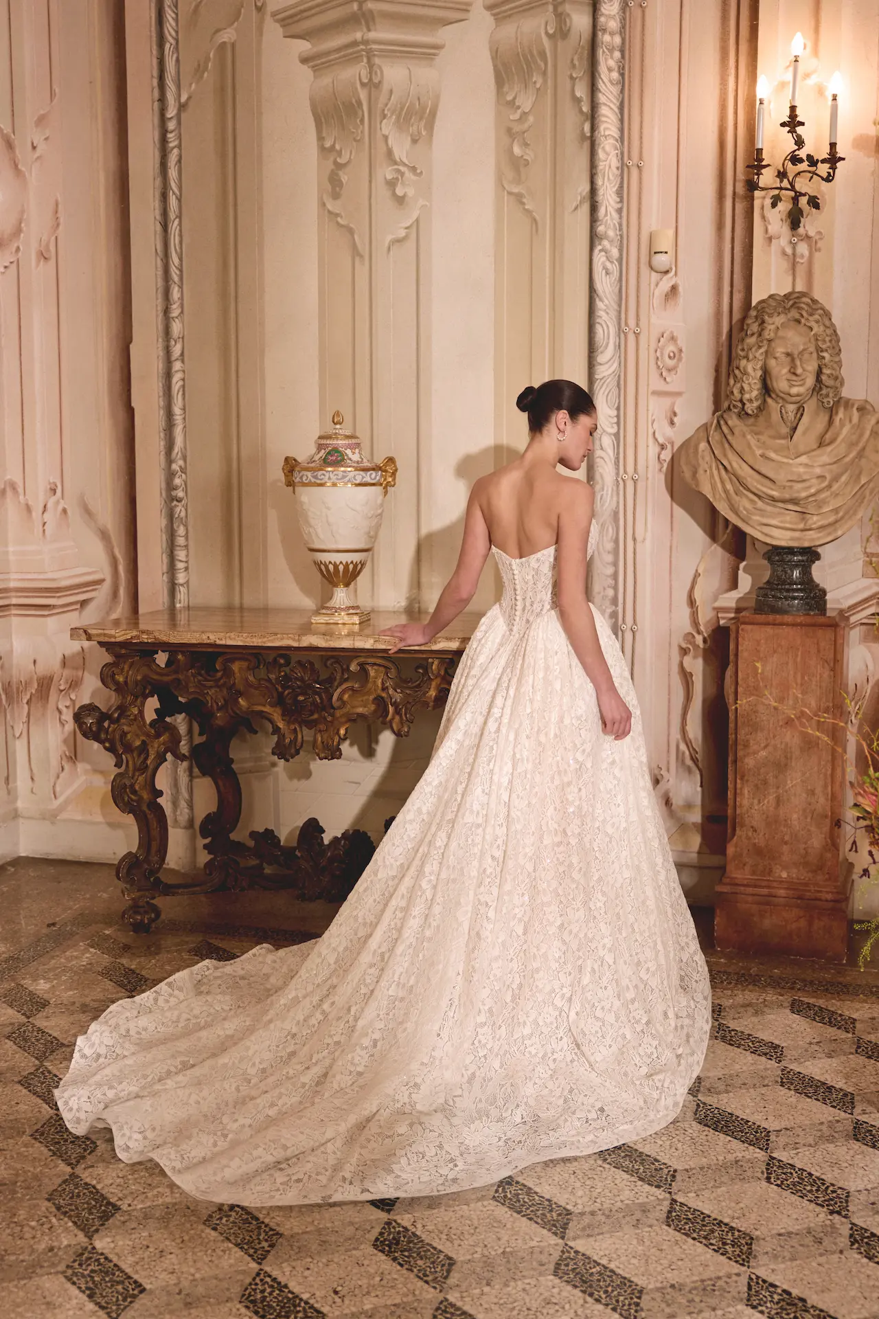 justin alexander love basque waist beaded lace sequin ballgown wedding dress