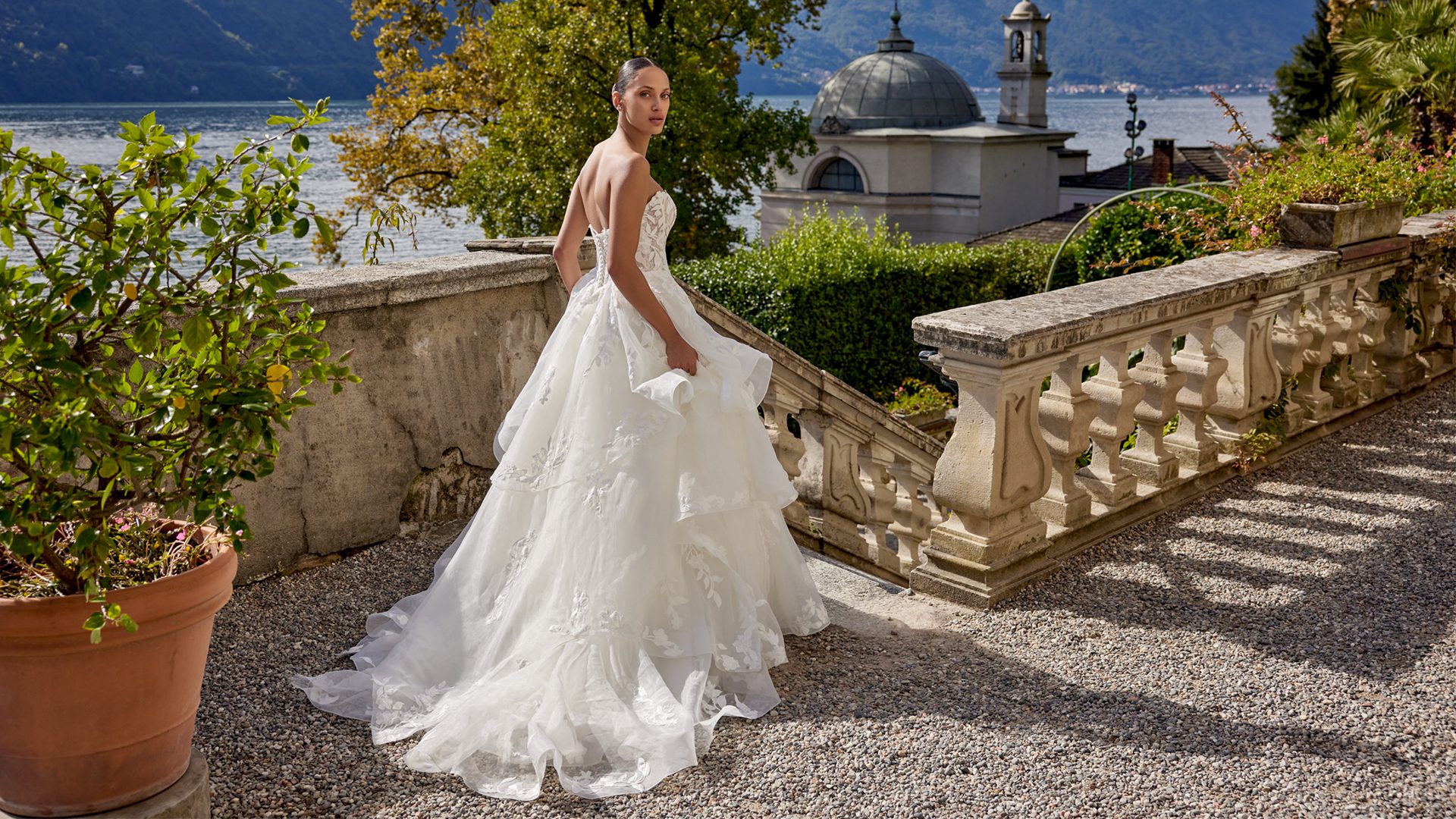 justin alexander kerenza organza ballgown voluminous ruffled skirt wedding dress