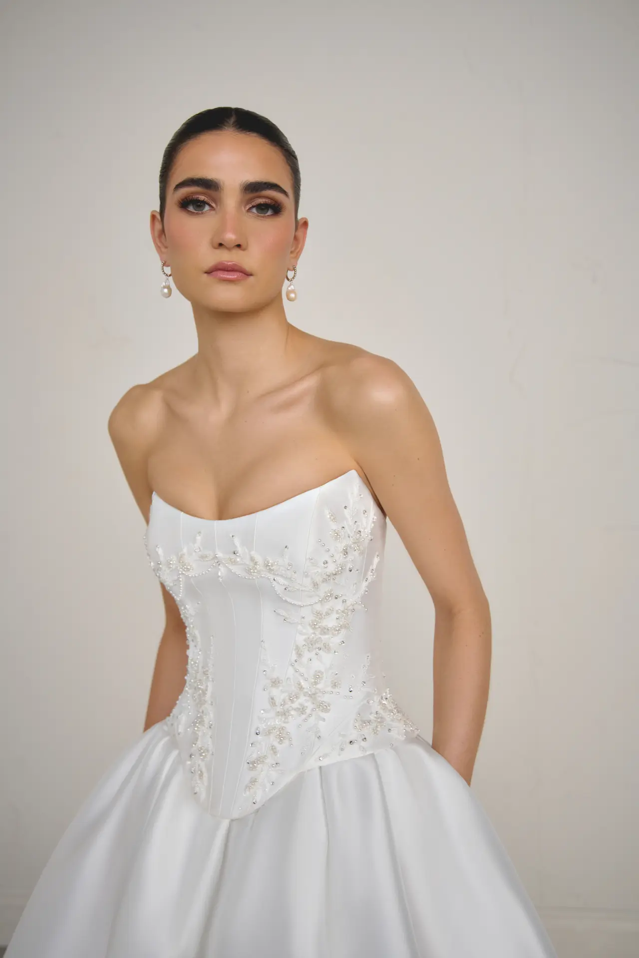 justin alexander signature solara mikado beaded corset bodice basque waist ballgown wedding dress