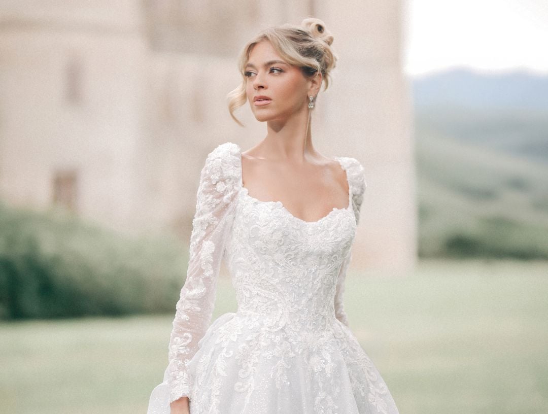 The 2026 Disney Fairy Tale Weddings Collection Cinderella Inspired Allure DP453 Long Sleeve Ballgown Princess Wedding Dress