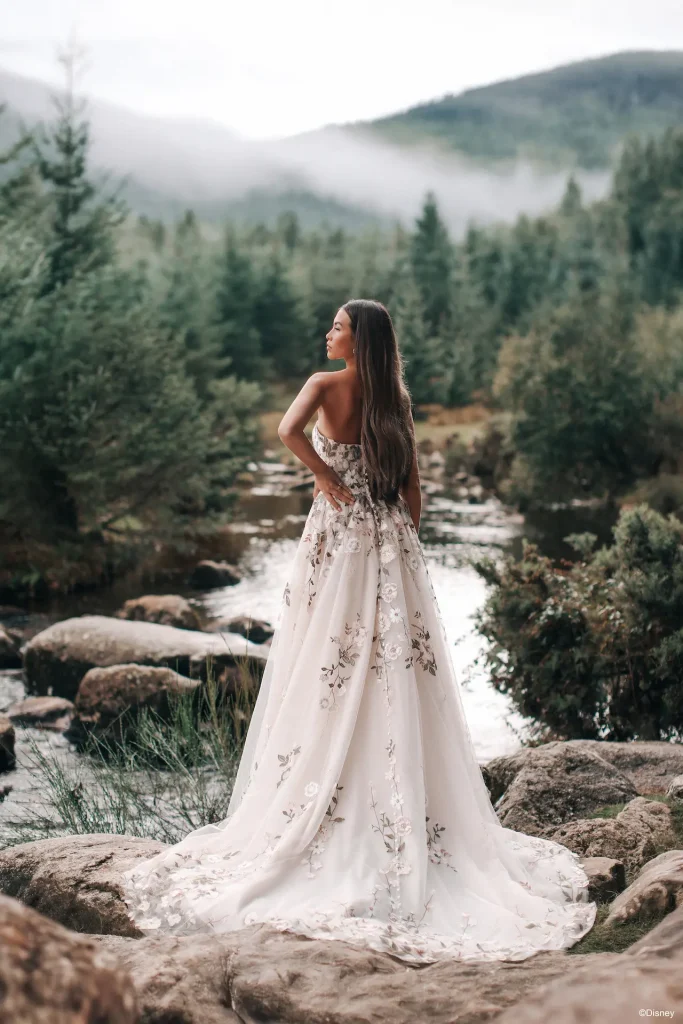 The 2026 Disney Fairy Tale Weddings Collection Pocahontas Inspired Allure P455 Floral A Line Princess Wedding Dress