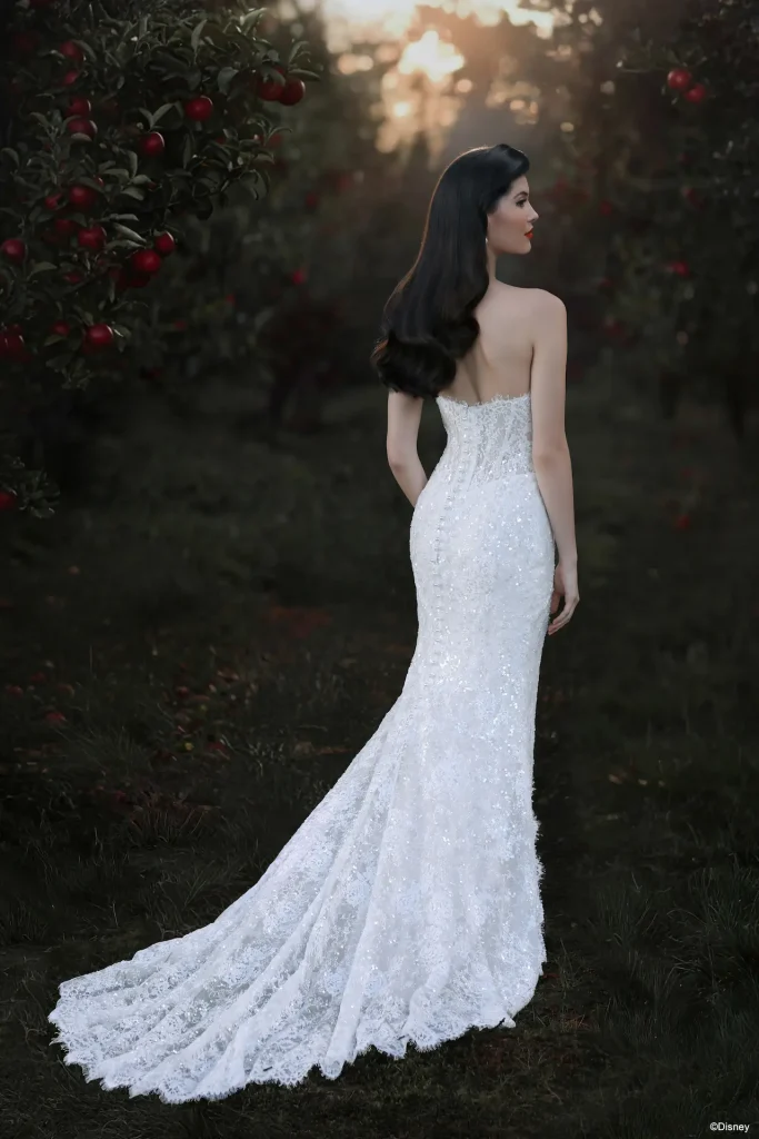 The 2026 Disney Fairy Tale Weddings Collection Snow White Inspired Allure D477 Sequin Lace Basque Waist Ballgown Princess Wedding Dress