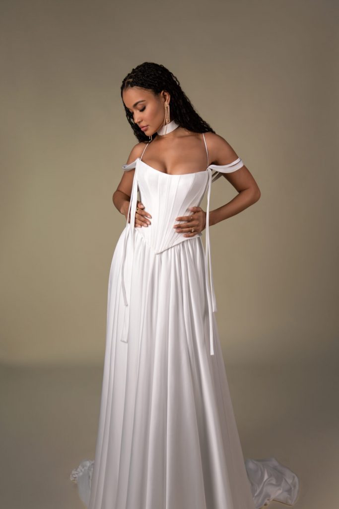 all who wander dilara satin chiffon peplum wedding dress