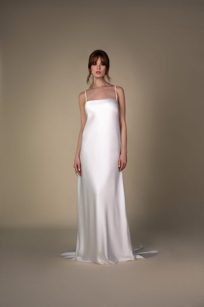 all who wander veda lace sheath high neck keyhole back wedding dress