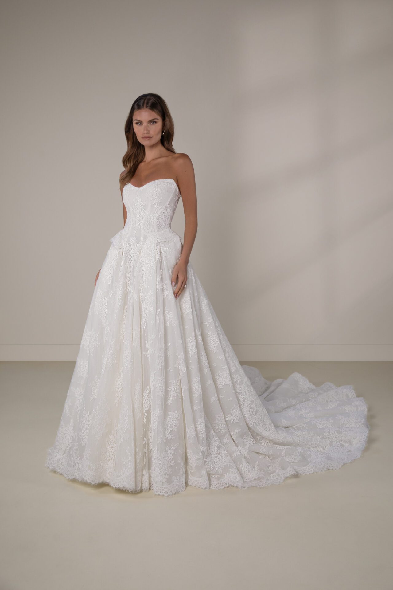 martina liana le1435 princess lace strapless drop waist ballgown wedding dress