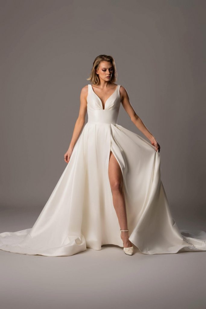 colby john maeve plunge neckline a line wedding dress