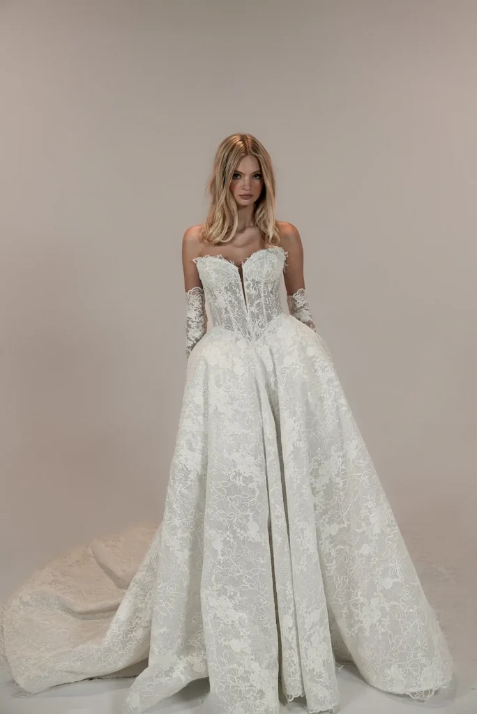 colby john paige strapless lace ballgown wedding dress