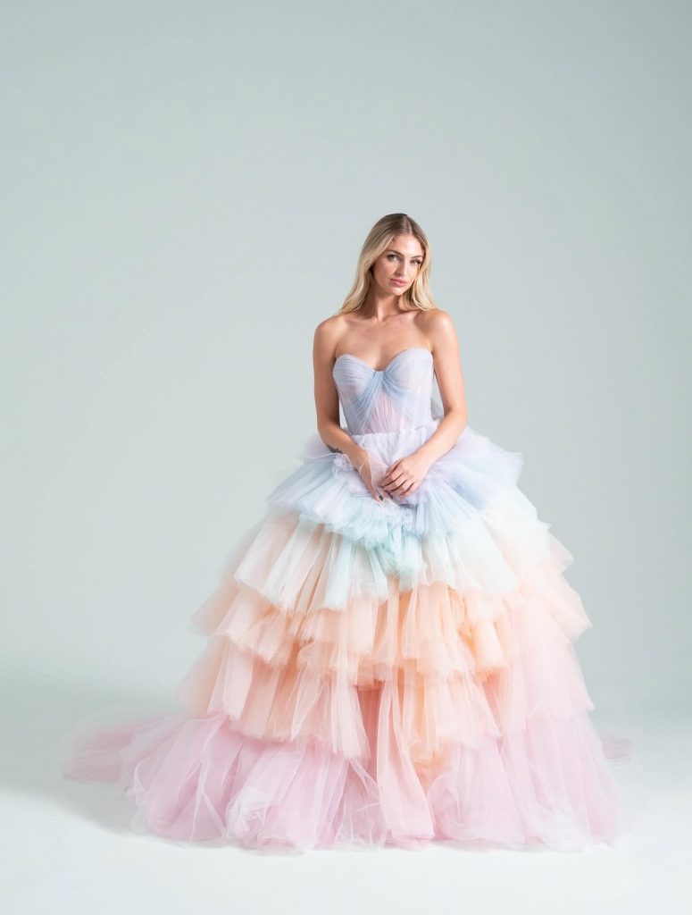 Hayley Paige After The Storm Feminine Rainbow Ballgown Wedding Dress in Tulle in Denver Colorado at The Bridal Collection