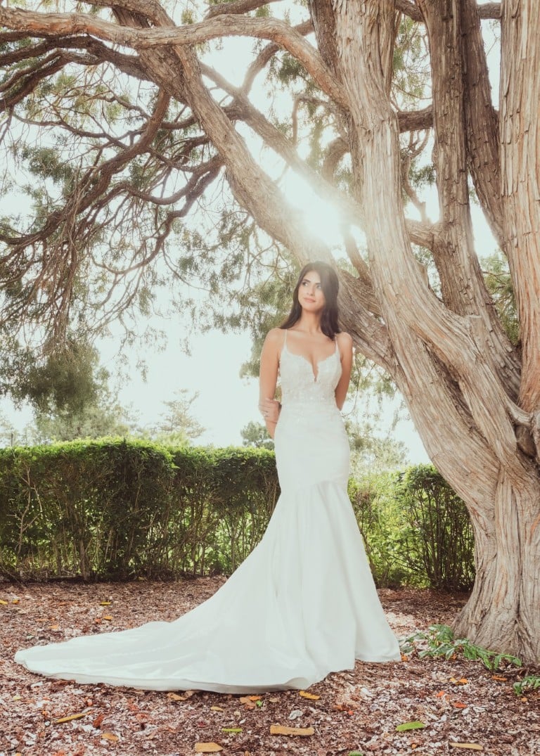 Kathryn Elizabeth Celine Basque Waist Lace Wedding Gown