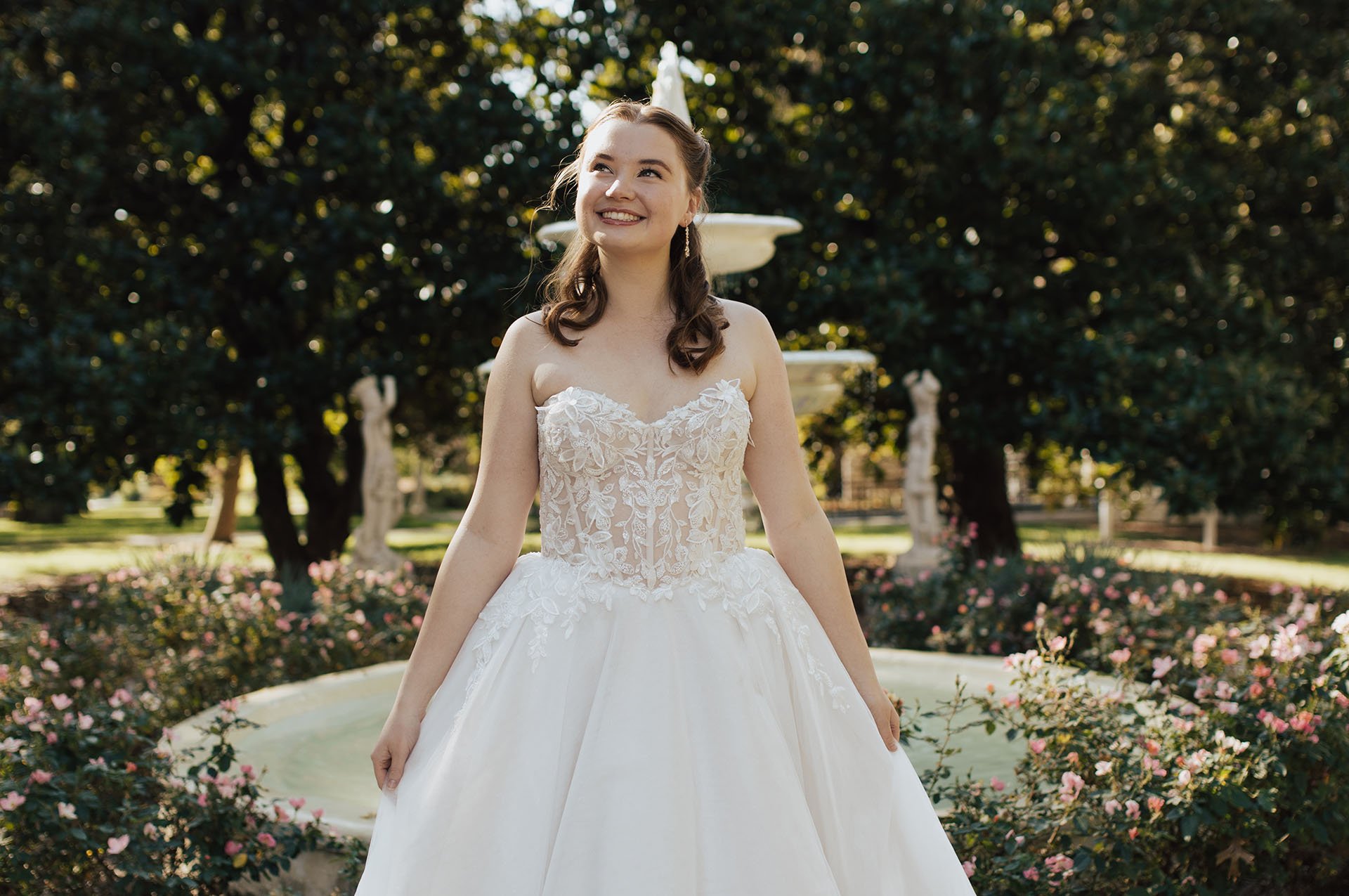 Kathryn Elizabeth landscape hero lace strapless ballgown