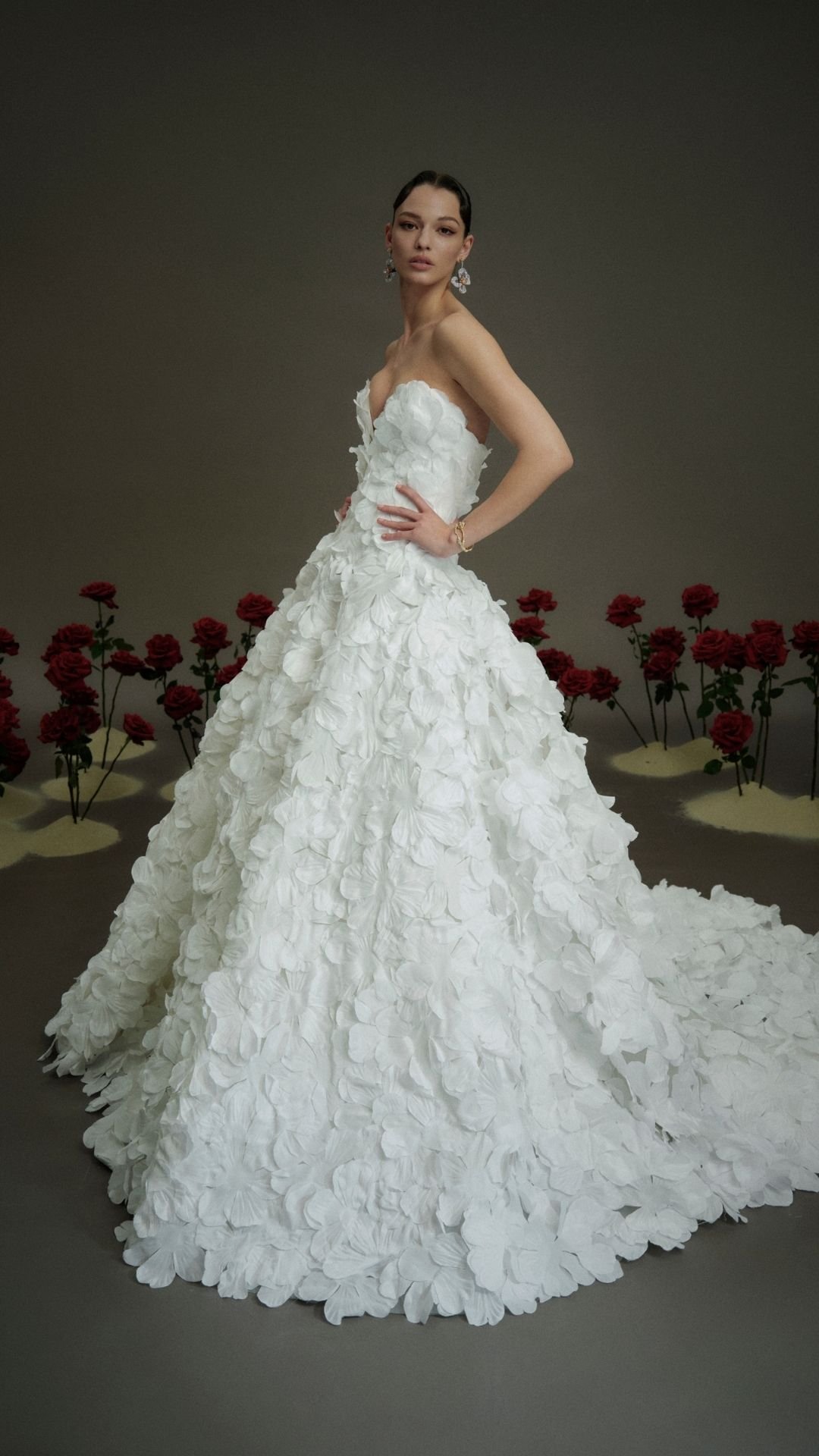 Nicole and Felicia NF114 strapless sweetheart wedding dress 3d florals ballgownskirt
