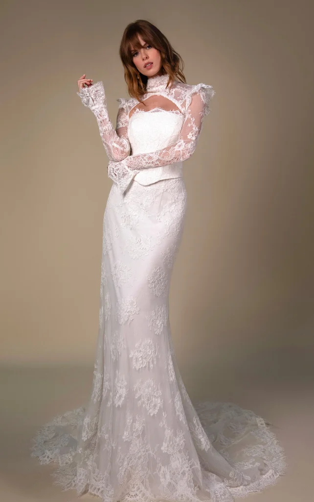 Maren All Who Wander Wedding Dress With Topper