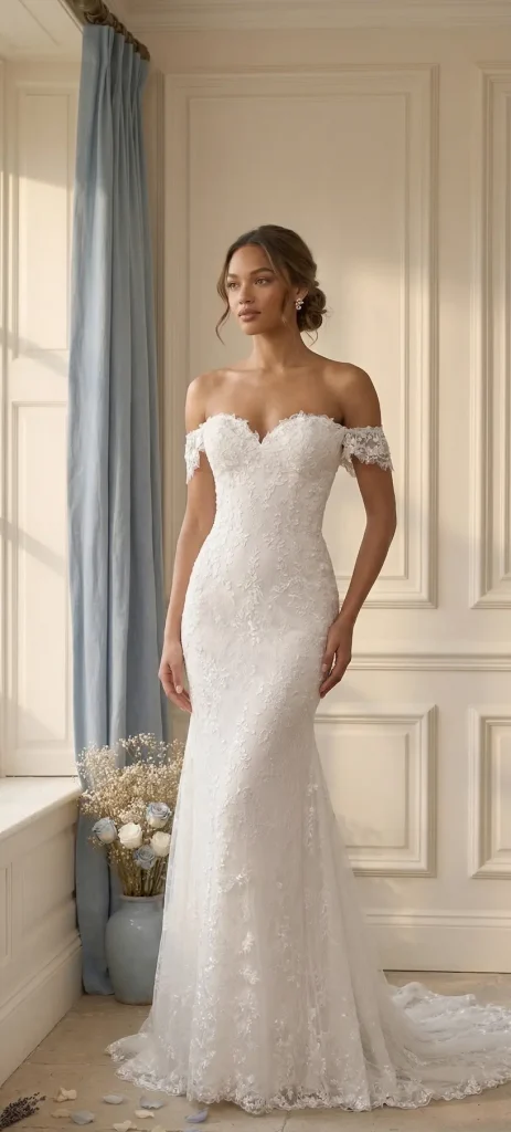Sophie-James-Liv-Wedding-Dress-fitted-strapless-lace-off-the-shoulder-in-stock
