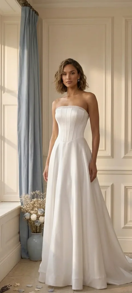 Sophie-James-Frankie-Strapless-basque-waist-aline-wedding-dress-in-stock-pearl