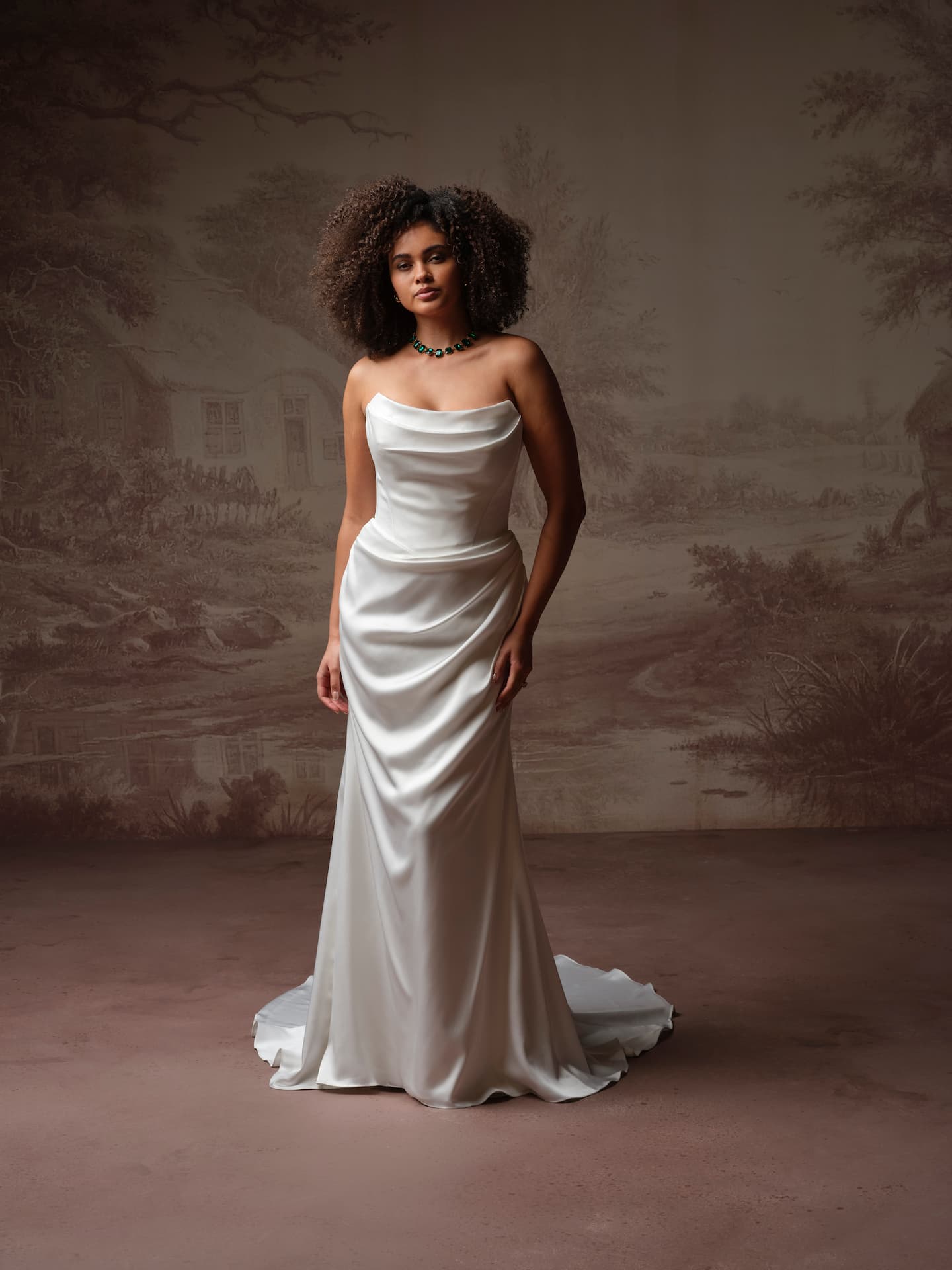 Maggie Sottero Prestyn Sleek draped bodice cat eye neckline wedding dress